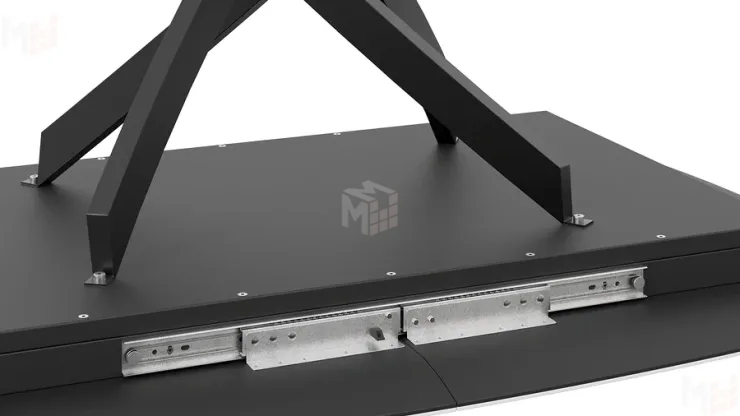 Стол обеденный раздвижной Манхеттен Т1 Черный муар, Стекло матовое белый мрамор