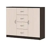 Комод 4 ящика и 2 створки Басса КМ-555 М венге - дуб белфорт