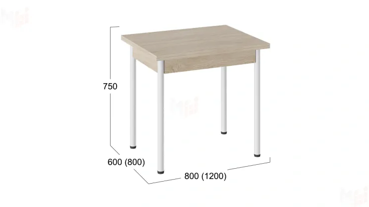 Стол  раздвижной Родос Тип 2 с опорой d40 Белый муар, Дуб Сонома