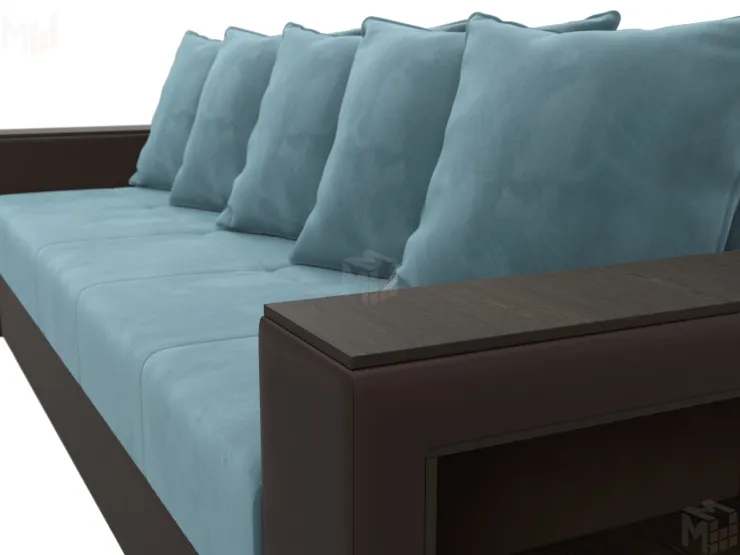 Диван прямой Дубай Лайт ( Бирюзовый\Коричневый )