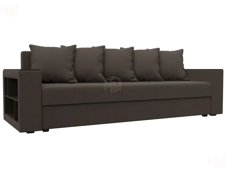 Диван прямой Дубай Лайт полки слева ( Коричневый )