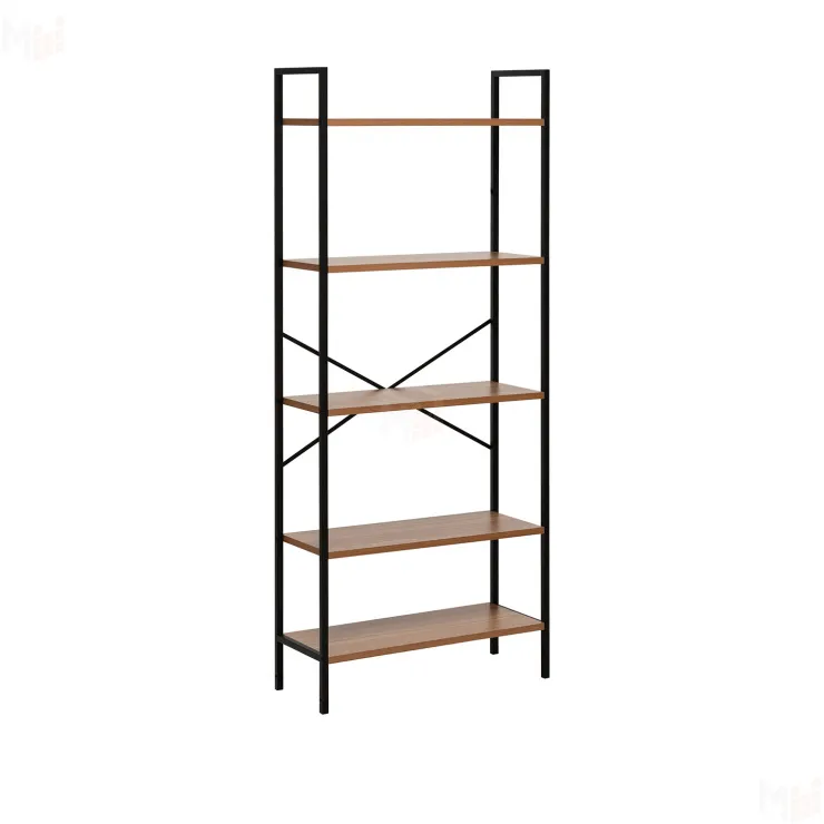 Стеллаж Leset Стилвуд 25 широкий, 5 полок (Чёрный/Орех лион светлый)