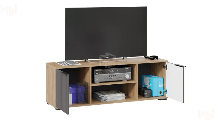 Тумба под ТВ Хилтон Исп.2 - 413.12 Дуб Крафт золотой, Графит матовый