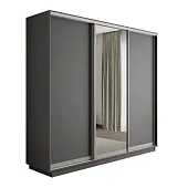 Шкаф-купе Оптим 3-х дверный  1 секция (ЛДСП, Зеркало) 210 см. 1 штанга, 11 полок, 4 ящика