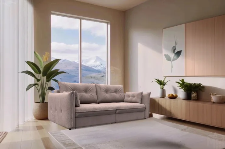 Диван прямой Лига-100 НПБ ( TOWER 05 бежевый )