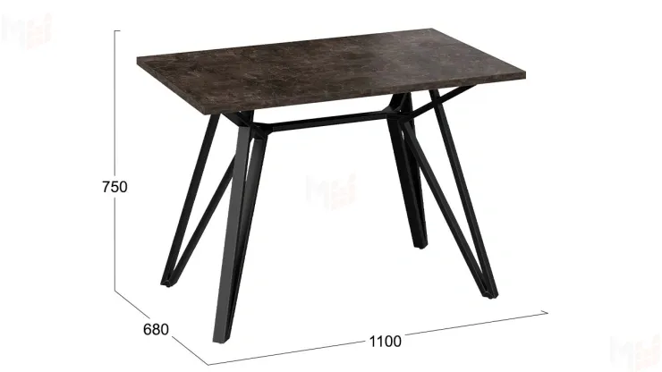 Стол обеденный Ройс Тип 1 Черный муар/Ателье темное