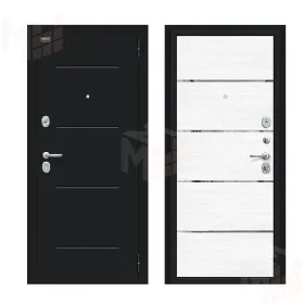 Входная металлическая дверь Лайн Букле черное/Snow Melinga Входная металлическая дверь Лайн Букле черное/Snow Melinga