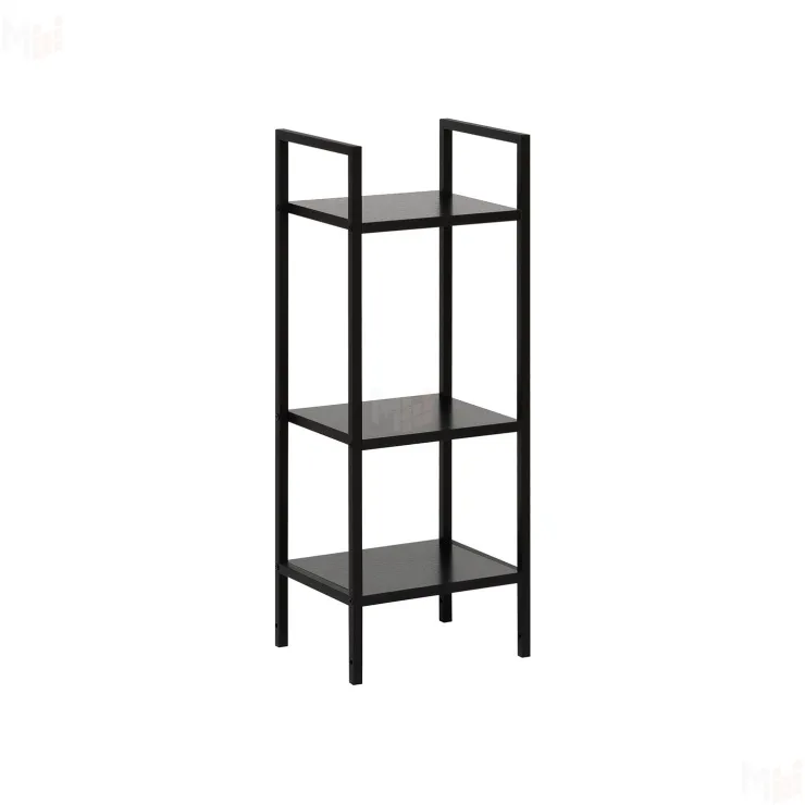 Стеллаж Leset Стилвуд 13 узкий, 3 полки (Чёрный/Чёрный)