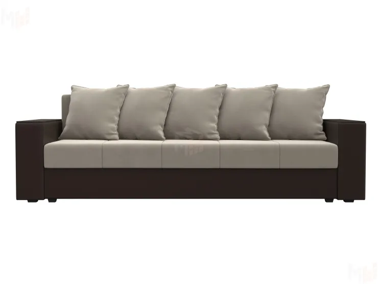 Диван прямой Дубай Лайт полки слева ( Бежевый\Коричневый )