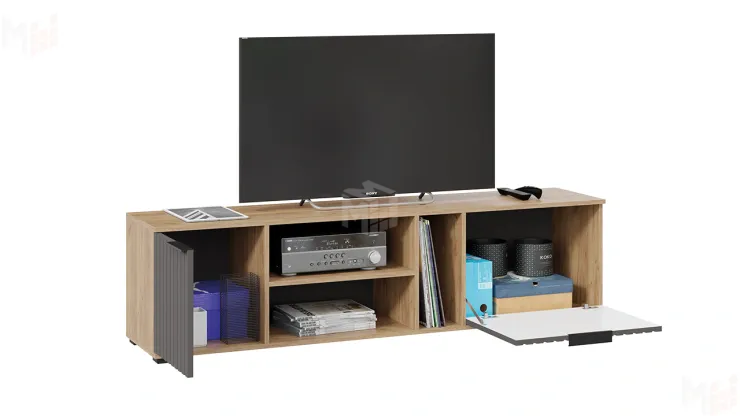 Тумба под ТВ Хилтон - 413.11 Дуб Крафт золотой, Графит матовый