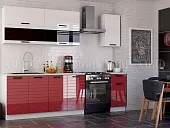 Кухня Техно-3 New (2,0) Белый глянец/красный металлик