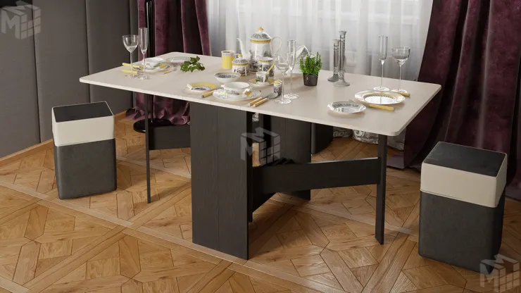 Стол-книжка тип 2 Антрацит/Дуб крафт белый