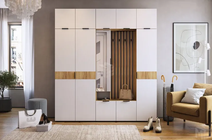 Прихожая Бери К1 дуб крафт золотой/белое дерево