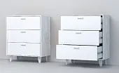 Комод К-3 Эго на ножках Бетон Светлый/Белый Глянец