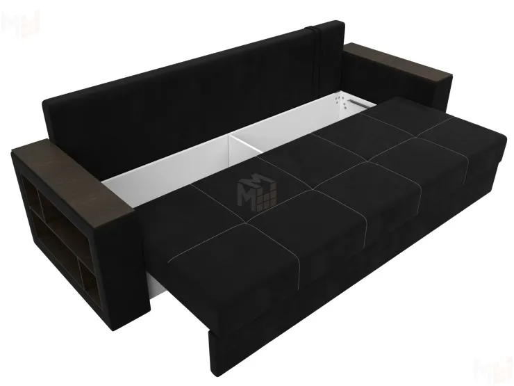 Диван прямой Дубай Лайт полки слева ( Черный )