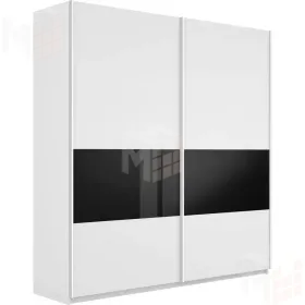 Шкаф-купе Прайм Широкий 2-х дверный 220 см, Белый снег/Черное стекло