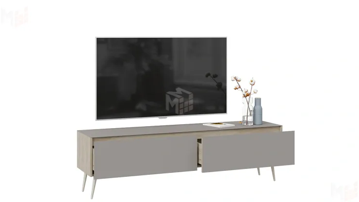 Тумба ТВ Глосс  с опорами - СМ-319.03.011 Баттл Рок, Стекло Светлый Stone(St)