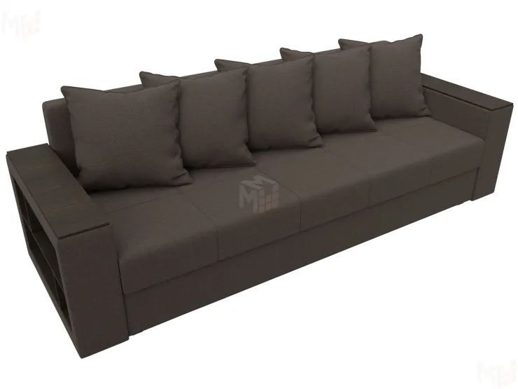 Диван прямой Дубай Лайт полки слева ( Коричневый )