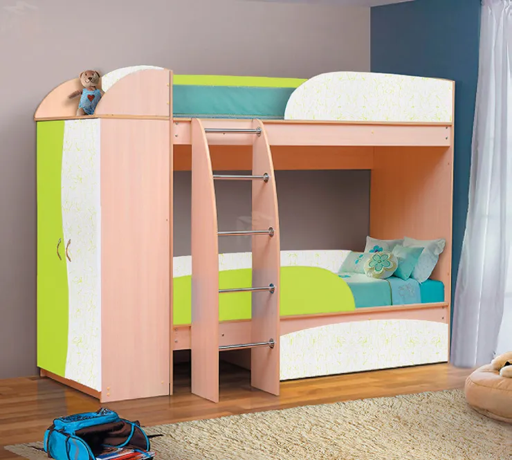 Двухъярусная кровать Омега 4А (МДФ) со шкафом