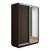 Шкаф-купе Оптим 2-х дверный 1 секция (ЛДСП, Зеркало) 140 см. 1 штанга, 6 полок, 2 ящика