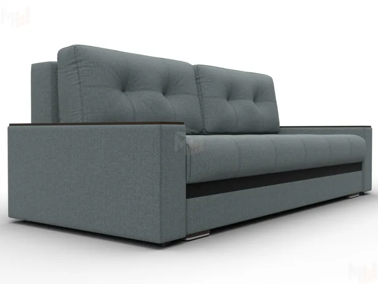 Диван прямой с декором Лига-096 НПБ ( Серый\Черный )