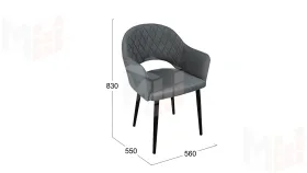 Стул София Т6 Черный муар, Велюр D016 темно-серый