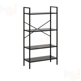 Стеллаж Leset Стилвуд 24 широкий, 4 полки (Чёрный/Чёрный)
