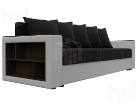 Диван прямой Дубай Лайт полки слева ( Черный\Белый )