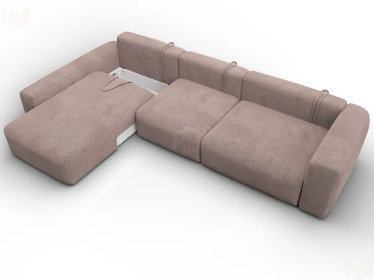 Диван угловой Лига-066 НПБ Лонг угол левый ( TOWER 05 бежевый )