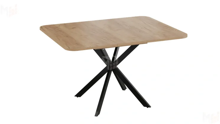 Стол обеденный раздвижной Лиссабон Тип 1 Черный муар, Дуб Крафт золотой