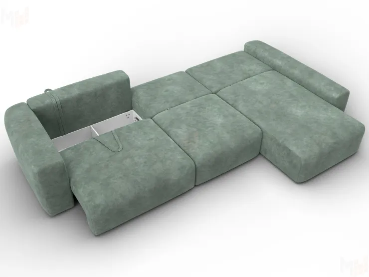 Диван угловой Лига-066 НПБ Лонг угол правый ( BRUT 08 зеленый )