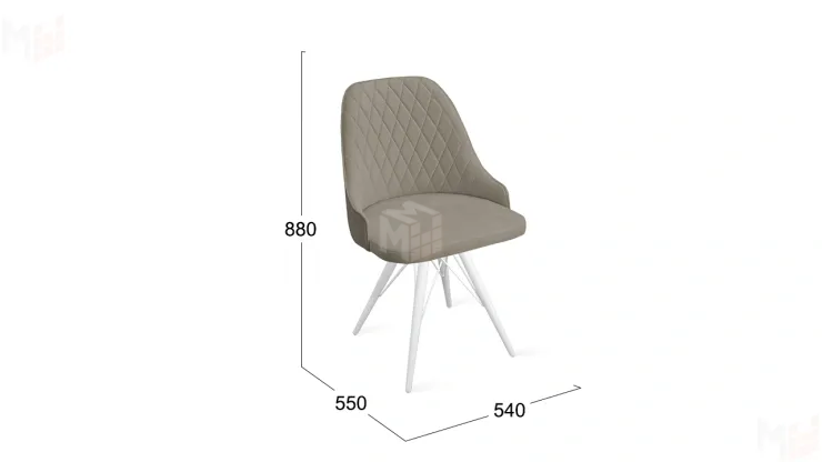 Стул Гранд К3 Белый матовый, Велюр Confetti Smoke