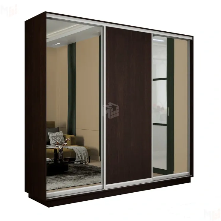 Шкаф-купе Экспресс трио 2 зеркала 2400 (Венге)