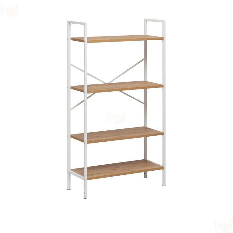 Стеллаж Leset Стилвуд 24 широкий, 4 полки (Белый/Дуб крафт золотой)