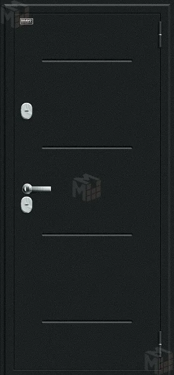 Входная металлическая дверь Thermo Лайн Букле черное/Wenge Veralinga