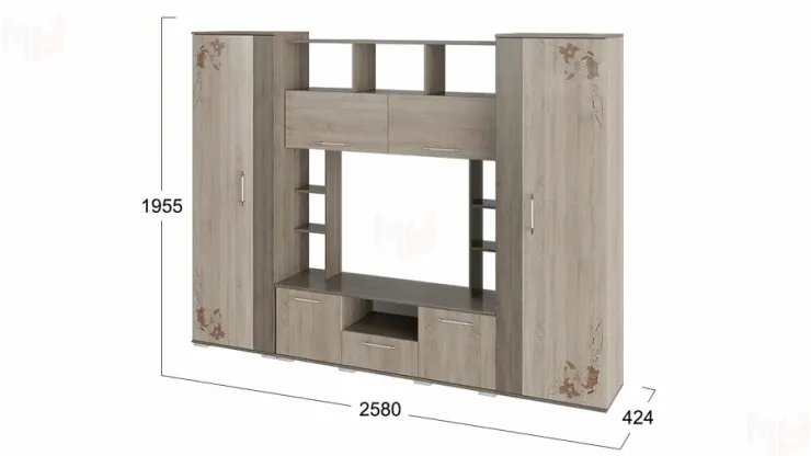 Стенка для гостиной Белла исп. 2 Дуб Сонома трюфель, Дуб Сонома
