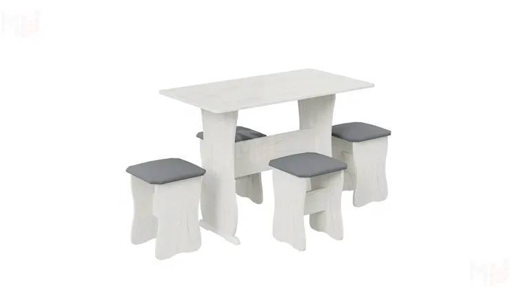 Обеденная группа тип 1 - МФ-101.006 Дуб крафт белый, Велюр Серый