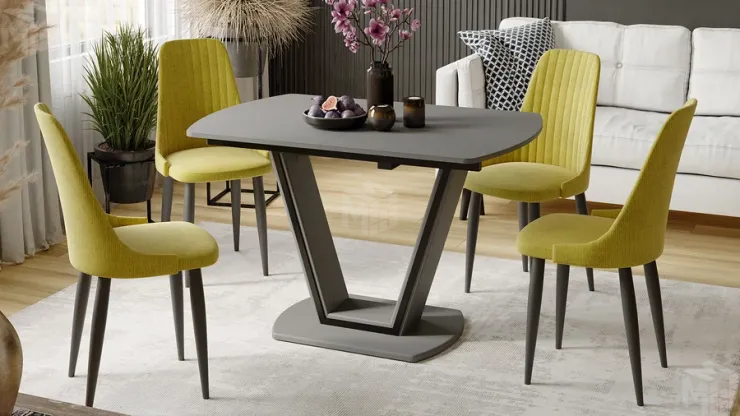 Стол обеденный Дели Тип 2 Серый софт, Стекло матовое серое