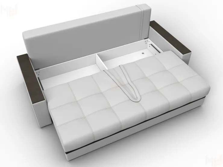 Диван прямой с декором Лига-096 НПБ ( Белый;Черный )