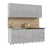 Кухонный гарнитур Челси 2,0 (Бетон светлый/белый, кастилло темный)