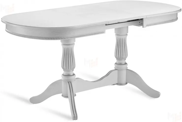 Стол деревянный раздвижной Кайнс 120 Белый с серебряной патиной