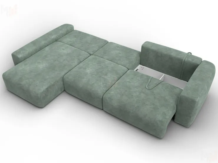 Диван угловой Лига-066 НПБ Лонг угол левый ( BRUT 08 зеленый )
