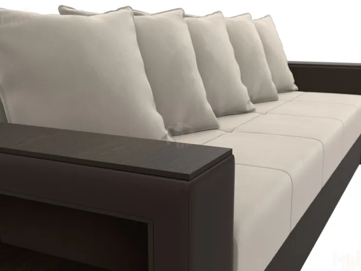 Диван прямой Дубай Лайт полки слева ( Бежевый\Коричневый )