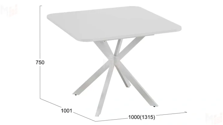 Стол обеденный раздвижной Лиссабон Тип 1 Белый муар, Белый