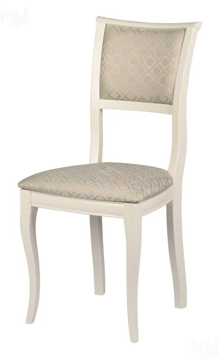 Обеденная группа стол Элат D90 Слоновая кость и 4 стула Камир Слоновая кость/Бирюзовый жаккард