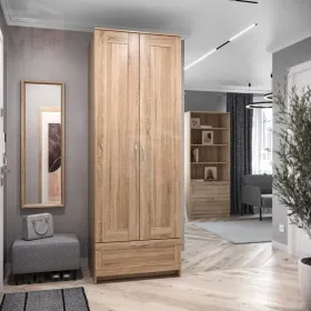 2.02.01.470.3 СИРИУС шкаф 2 двери и 1 ящик 78х59х220 сонома RU