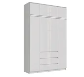 Шкаф Челси 1600 с антресолью, белый/белый глянец