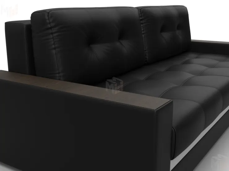 Диван прямой с декором Лига-096 НПБ ( Черный;Белый )