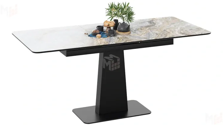 Стол обеденный Бридж Черный муар, Стекло глянцевое оникс