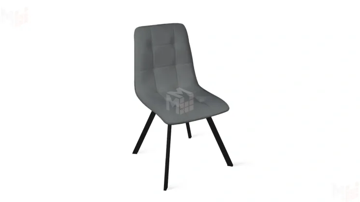 Стул Бруно (паук Т2) Черный муар матовый, Кожзам Серый